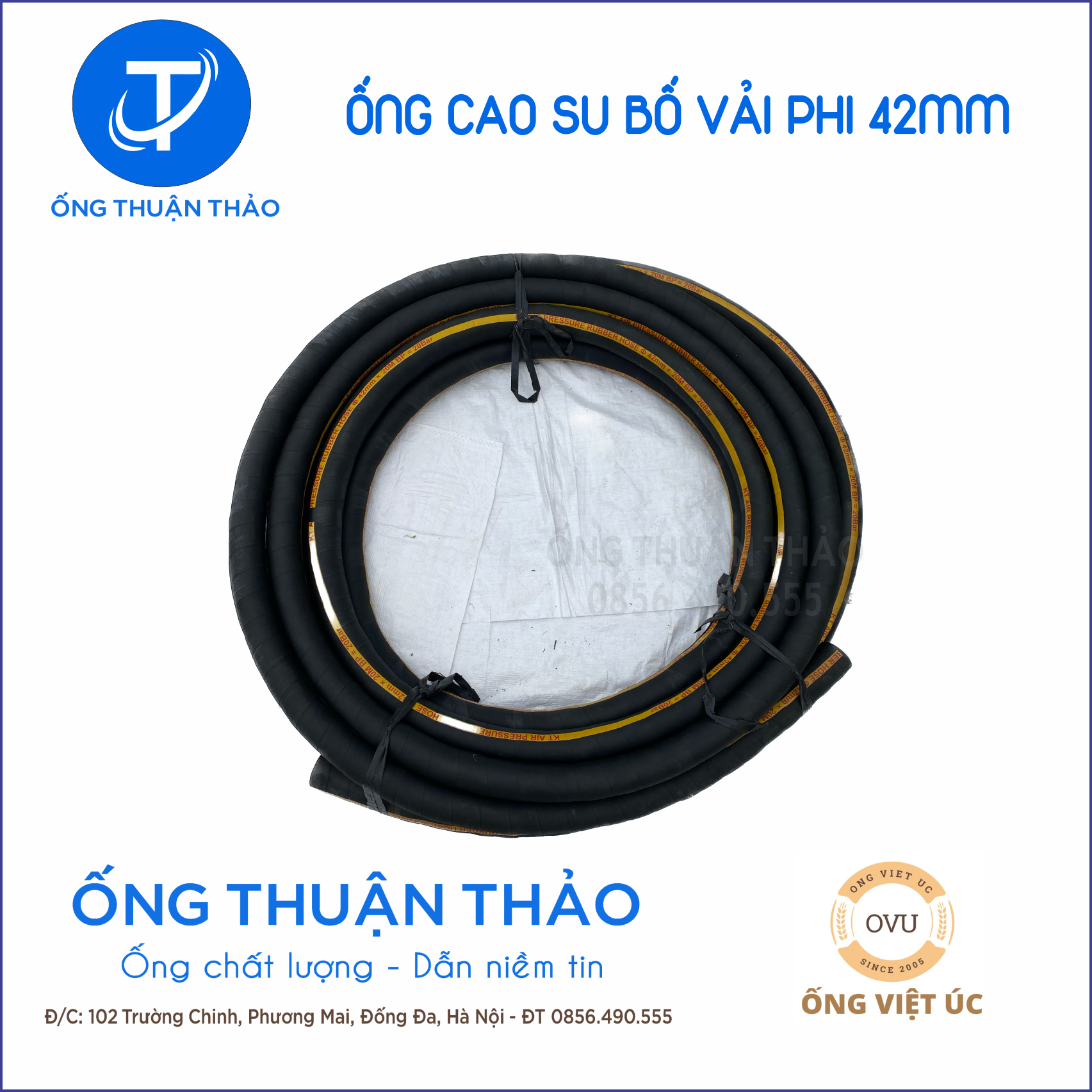 Ống Cao Su Bố Vải Phi 42mm CUỘN 20 MÉT- Hàng Nhập Khẩu - Ống Thuận Thảo