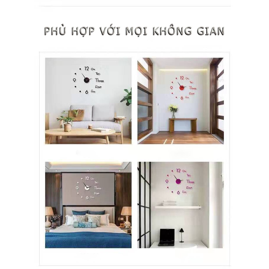 Đồng Hồ Dán Tường 3D Trang Trí Decor Dễ Lắp Đặt - Phong Cách Châu Âu Độc Đáo - Hàng Loại 1