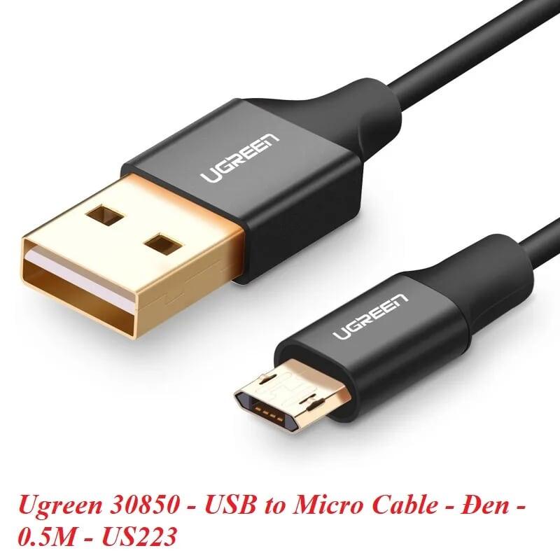 Ugreen UG30850US223TK 0.5M màu Đen Cáp sạc truyền dữ liệu USB 2.0 sang MICRO USB dây bọc nhựa PVC - HÀNG CHÍNH HÃNG