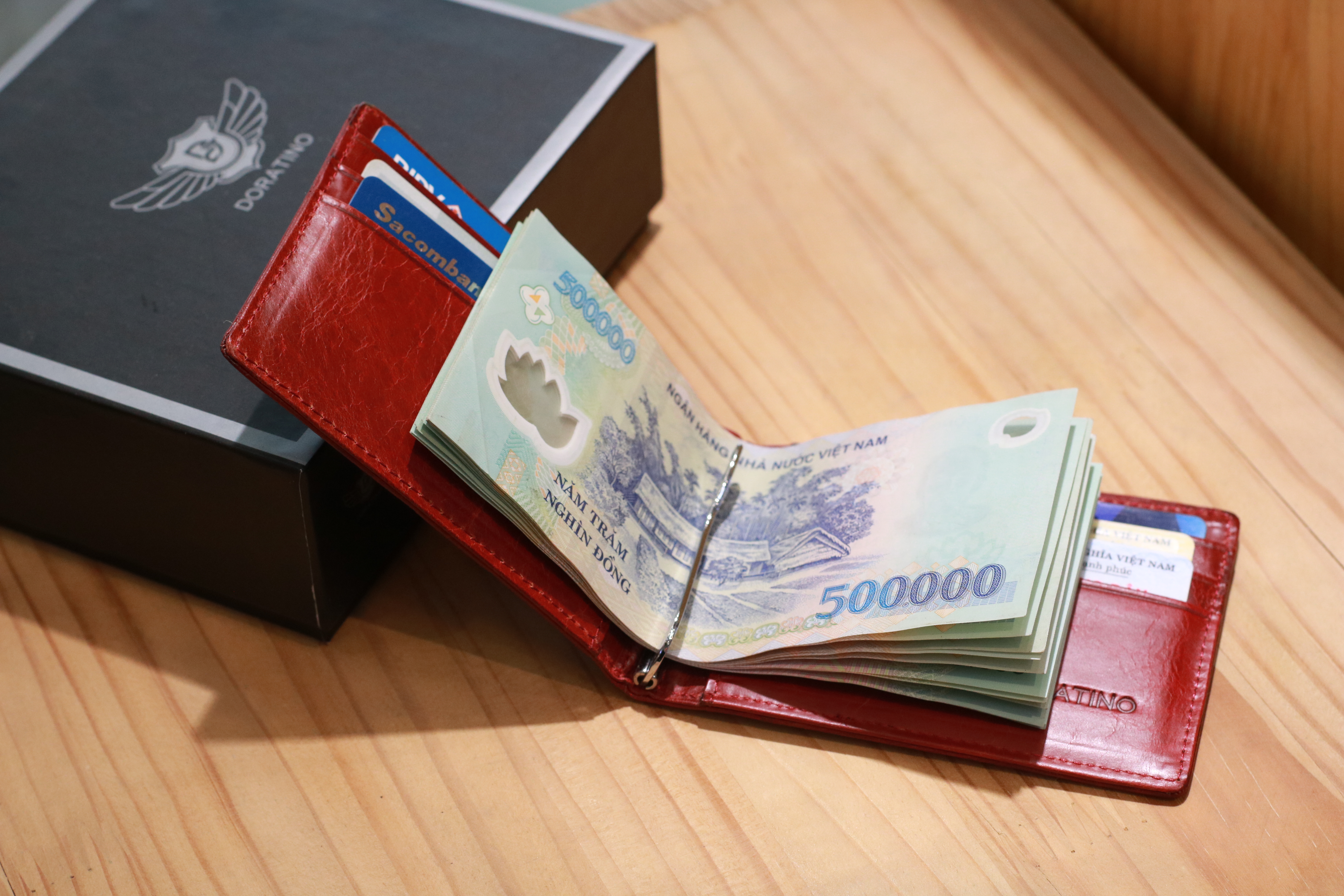 Ví Money Clip Bóp Da Nam Kẹp Tiền Mini