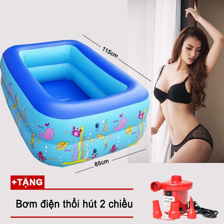 Bể Bơi Phao Cho Bé - 2 Tầng – 1m15 – Có Đáy Chống Trượt