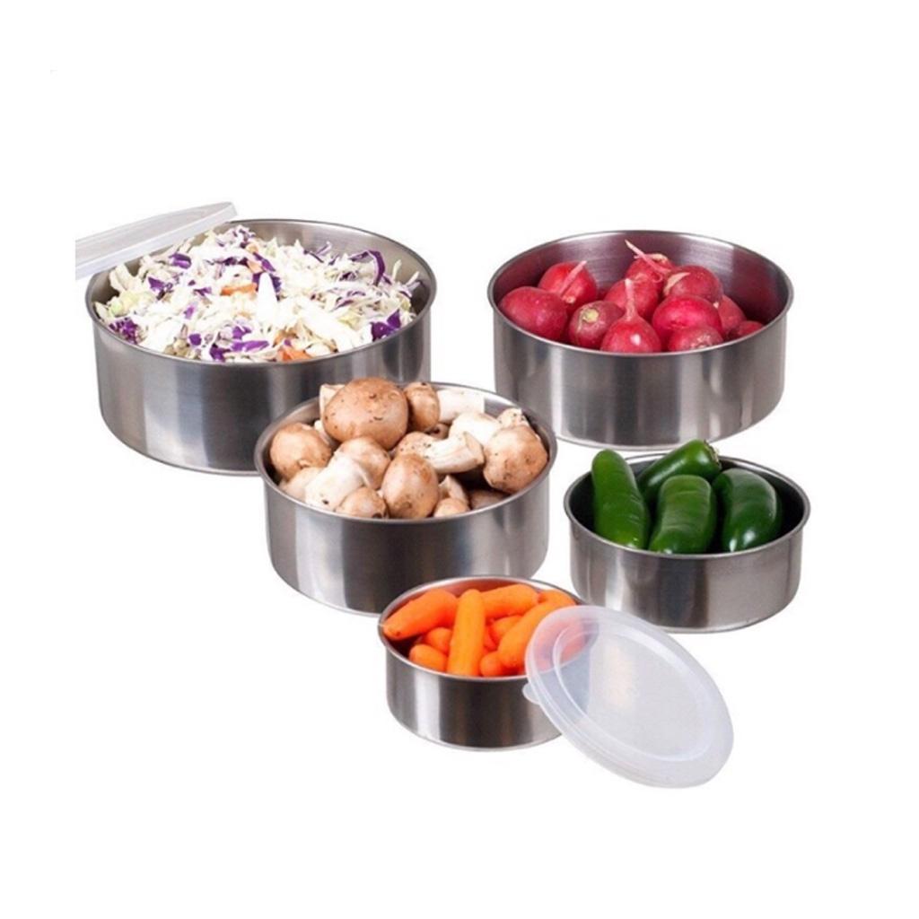 Bộ 5 Bát Inox Cao Cấp Nhiều Kích Thước Có Lắp Đậy Thức Ăn Siêu Tiện Dụng