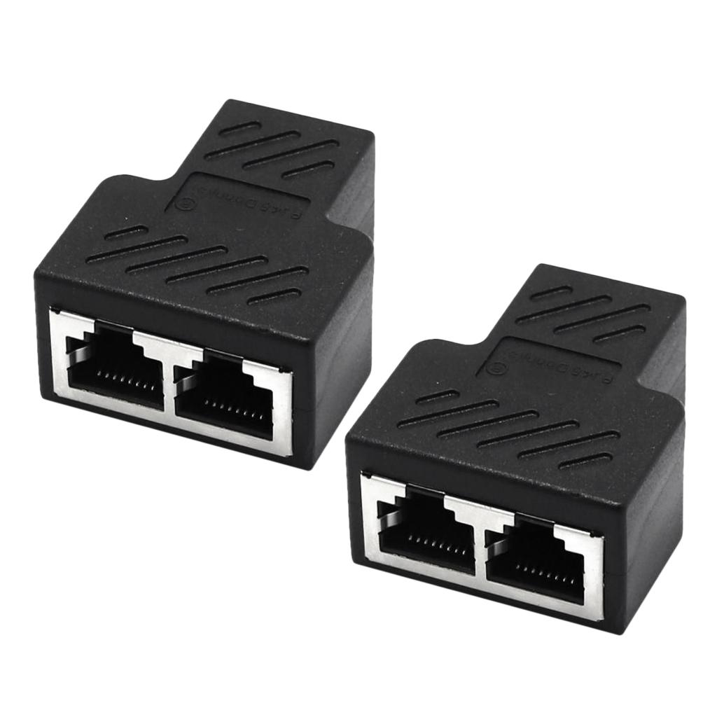 2x Splitter Adapter 1 to 2 Female Port CAT5/CAT 6 LAN Ethernet