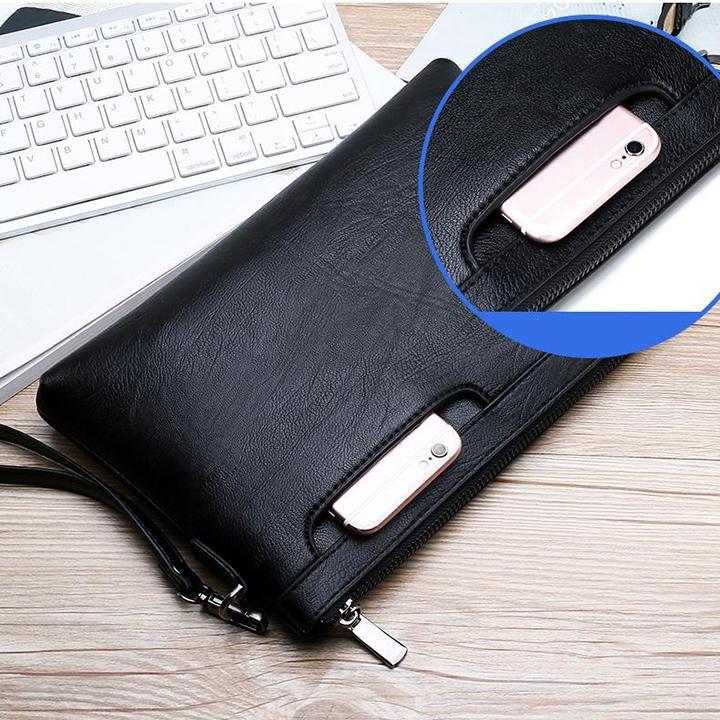 Clutch Da Nam Cầm Tay Cao Cấp 2 Màu Đen Nâu Sang Trọng, Lịch Lãm