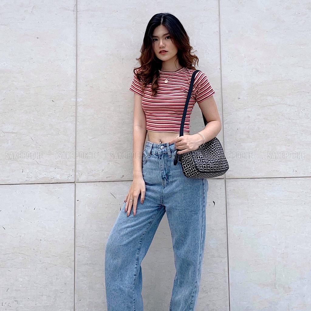 Áo Brown Striped Top