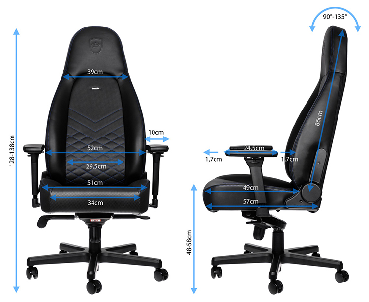 Ghế Chơi Game NobleChairs ICON Series - Đen/Đỏ - Hàng Chính Hãng