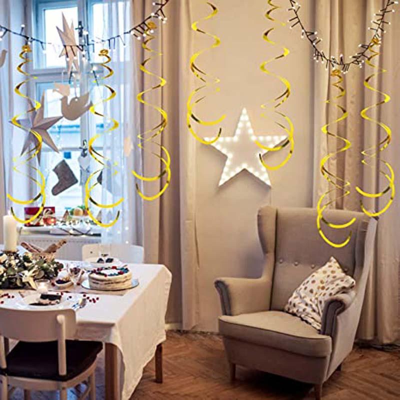 Bộ 6 dây xoắn nhiều màu treo trần nhà trang trí Giáng Sinh