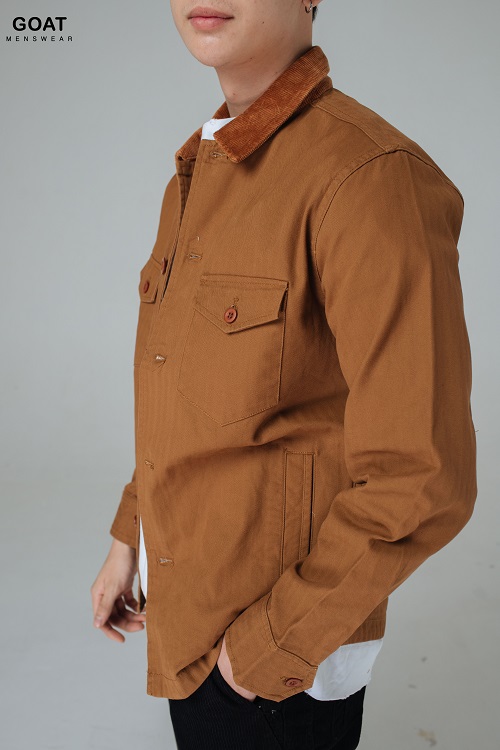 Áo Sơ Mi Khoác Nam Kaki Phối Túi Hộp Thời Trang Thanh Lịch GOAT MENSWEAR