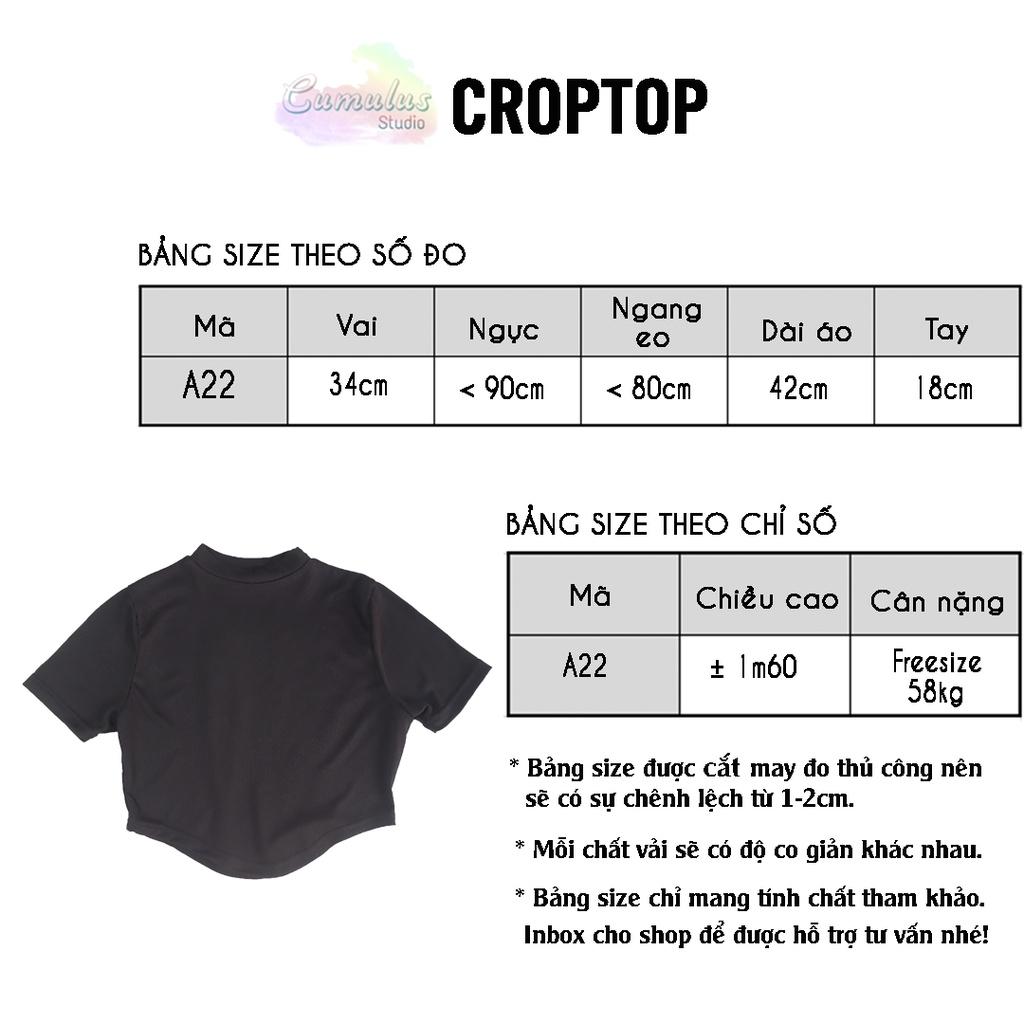 Áo croptop cổ cao lai bầu Cumulus chất thun gân lạnh A22