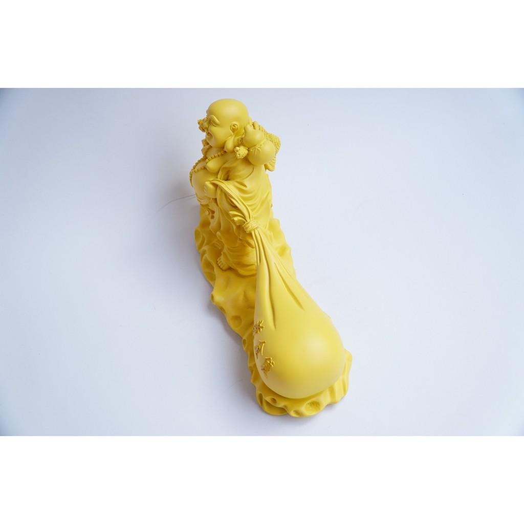 Tượng Phật Di Lặc kéo bao tải tiền vàng đất cầu tài lộc đúc lớn - Dài 30cm