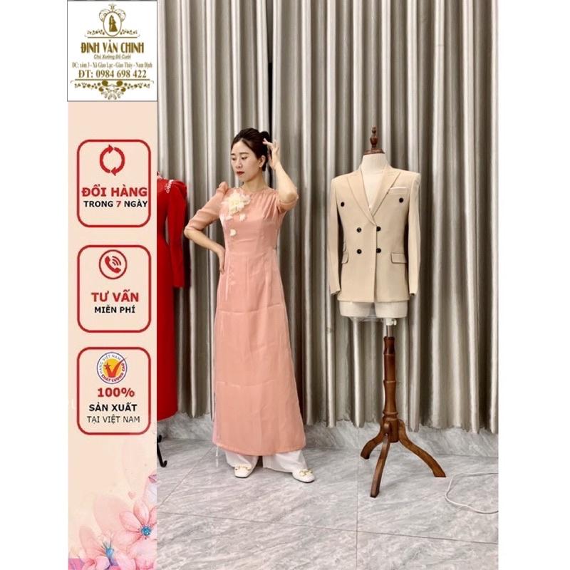 Áo dài rẻ đẹp _tơ ánh kim tông hồng xinh xắn