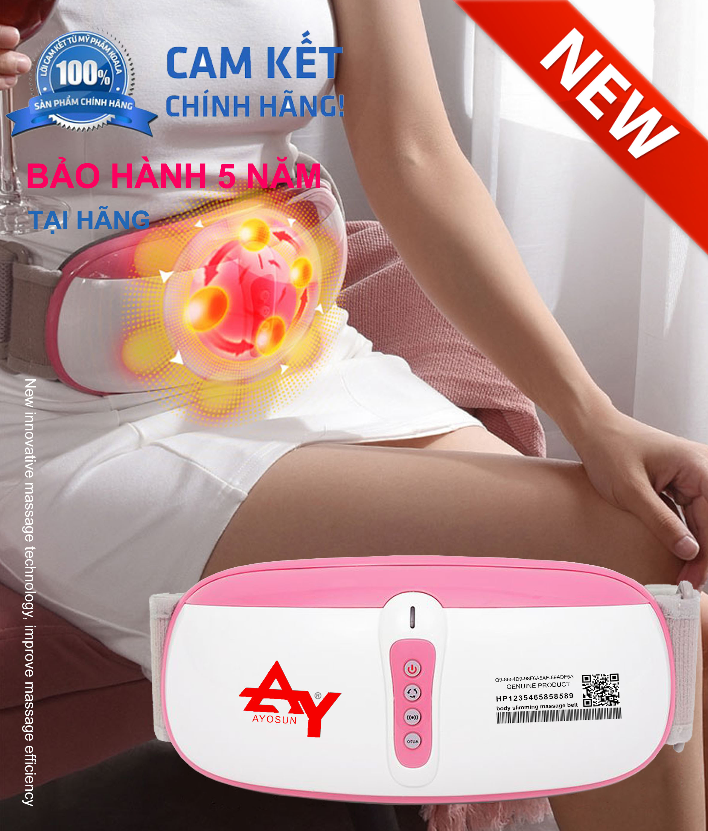 Đai  massage bụng rung lắc và xoay aYosun TG - W688T5Premium thế hệ mới. Hỗ trợ Làm thon gọn cơ thể, mát xa thư giãn và giúp tiêu hóa tốt