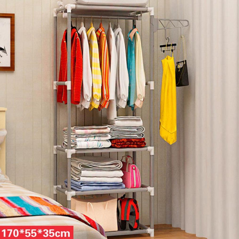 Kệ treo quần áo 4 tầng 3 ngăn/ Giá treo quần áo