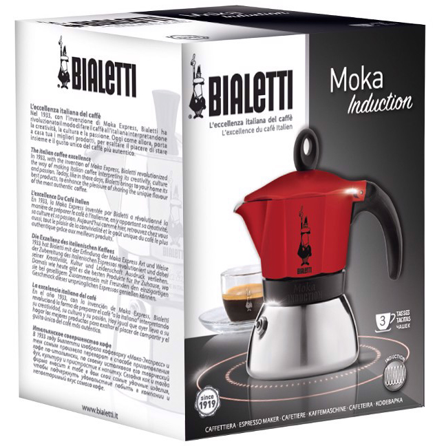 Bình Pha Cà Phê Bialetti - Moka 3 Cup 990004922 - Màu Đỏ