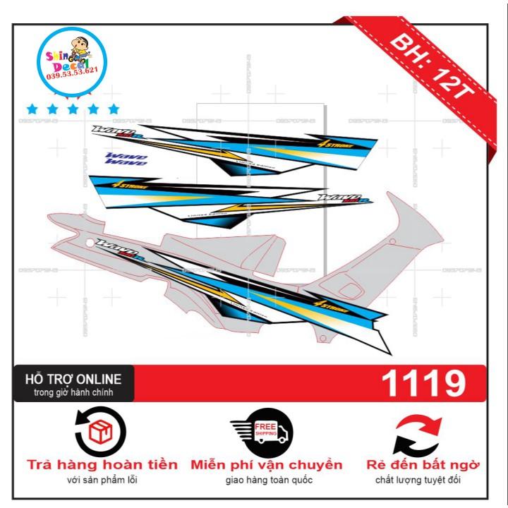 Tem rời wave nhỏ đời đầu 100 R dán xe bạc