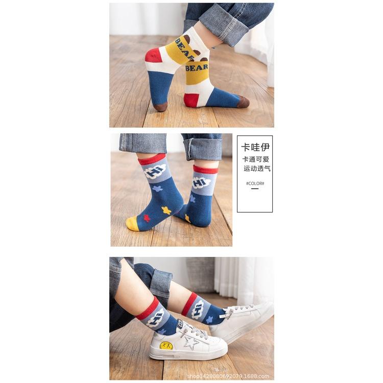 Set 5 đôi tất len cao cổ cho bé trai và bé gái nhiều màu sắc size từ 1 đến 13 tuổi