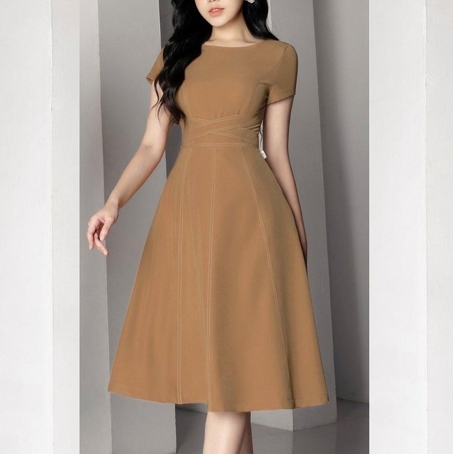 Đầm xòe phom chữ A thiết kế thun co giãn 4 chiều cao cấp cho bạn nữ đi tiệc - đi làm đều sang trọng