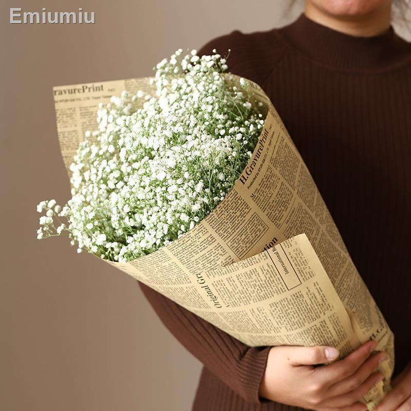 ✠Hoa gypsophila tự nhiên với đèn và hoa khô trang trí phòng khách