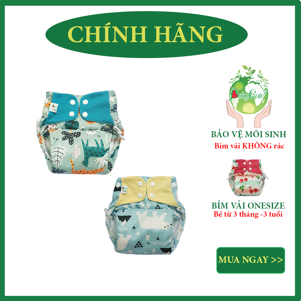 Tã vải BabyCute ban Đêm Siêu chống tràn - Mua 2 bộ tã size L (14-24kg) - Tặng 2 Khẩu trang vải 3D - Giao mẫu ngẫu nhiên