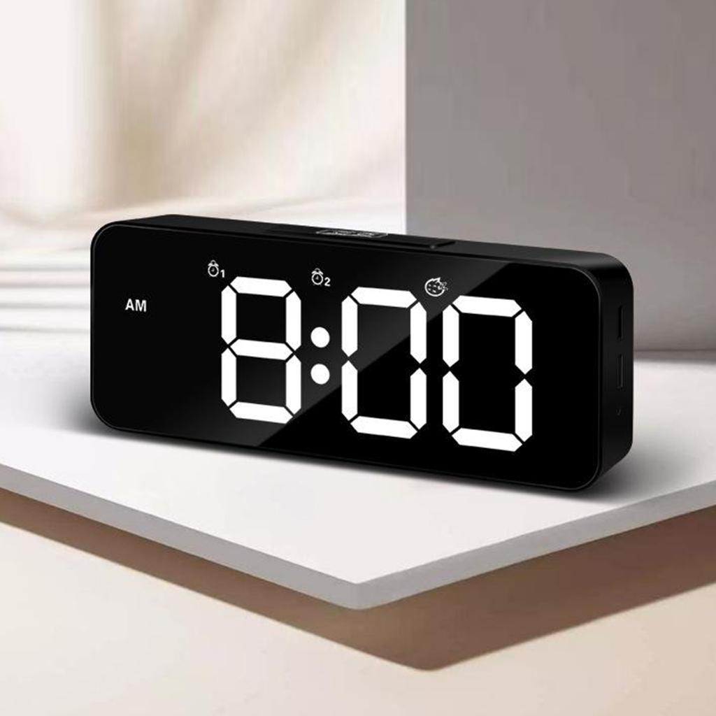 2pcs Digital Alarm Clock LED Display with Dual USB Charger Port Easy Snooze