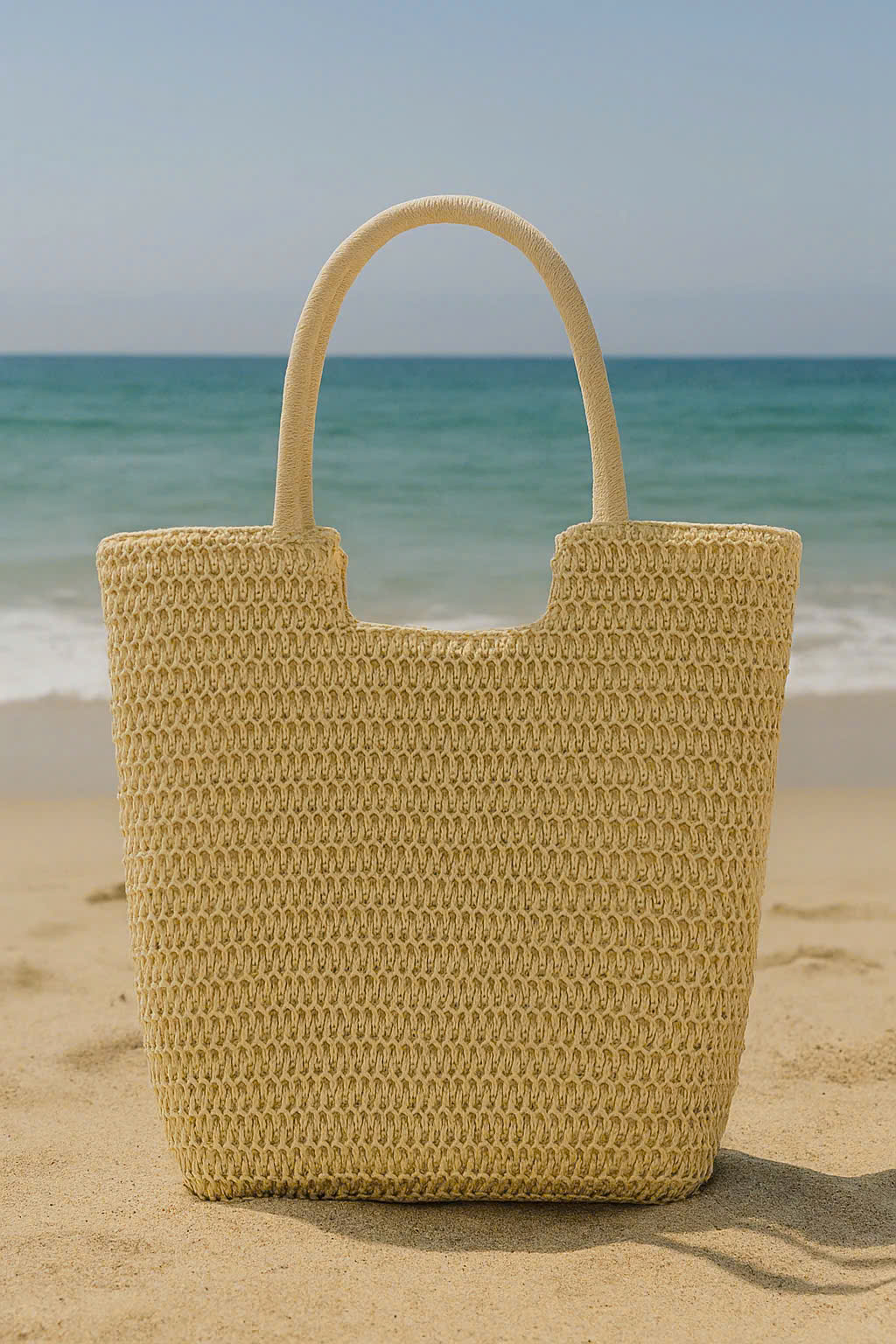 Giỏ Cói Giấy Mềm Dáng Tote Gắn Vỏ Sò, Giỏ Cói Tote Hải Đường ACC142