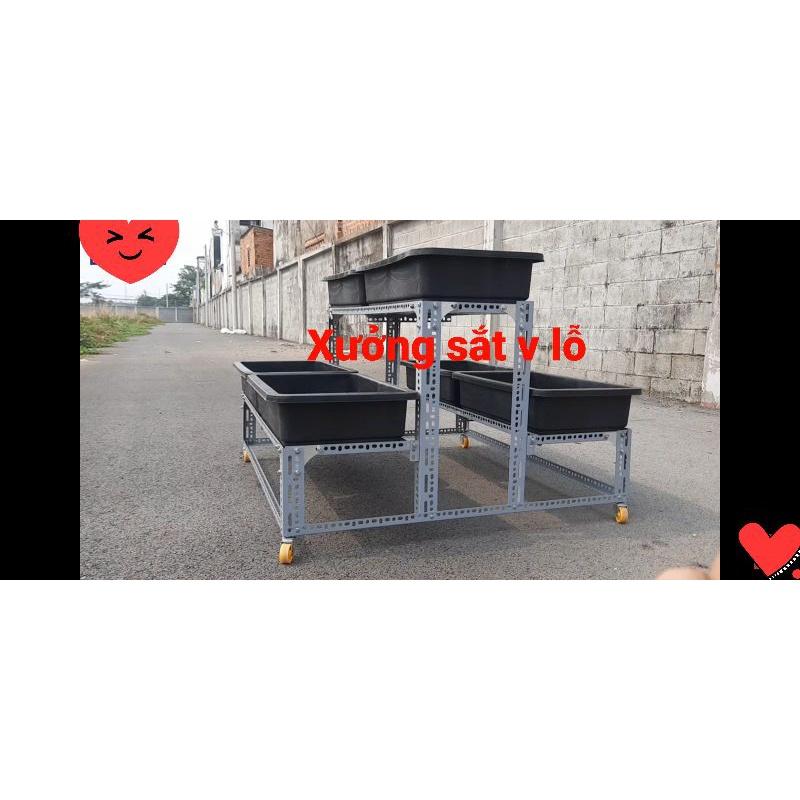 Kệ sắt v lỗ trồng rau Thông Minh 2 Tầng 6 khay