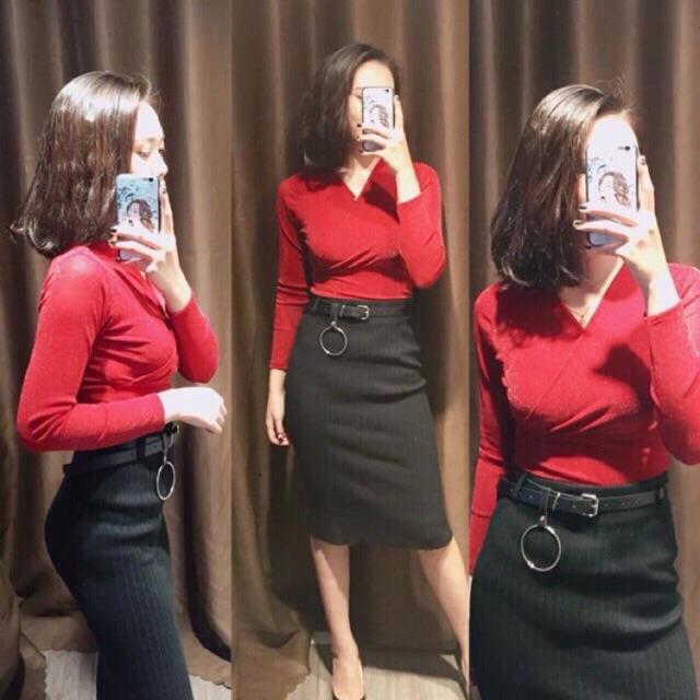 Áo kim tuyến cổ v sang trọng