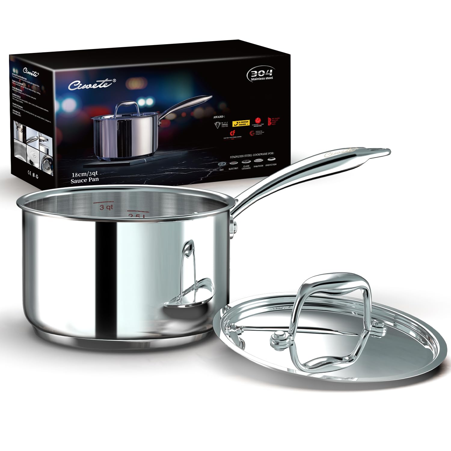 Quánh inox Ciwete saucepan with lid 18cm Hàng chính hãng