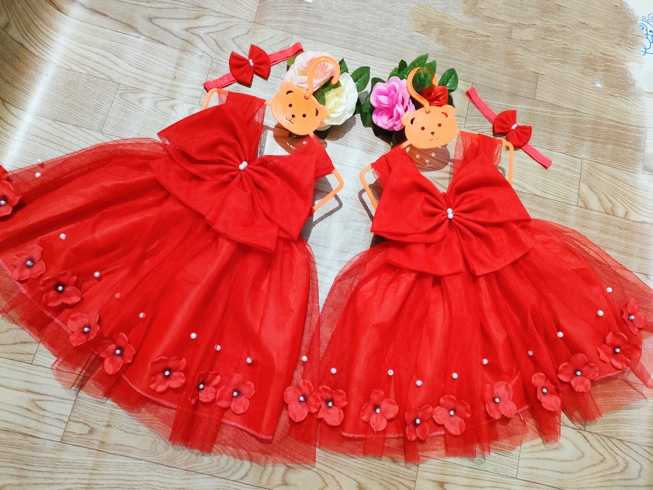 Đầm xoè công chúa dễ thương cho bé gái - Nơ phối hoa