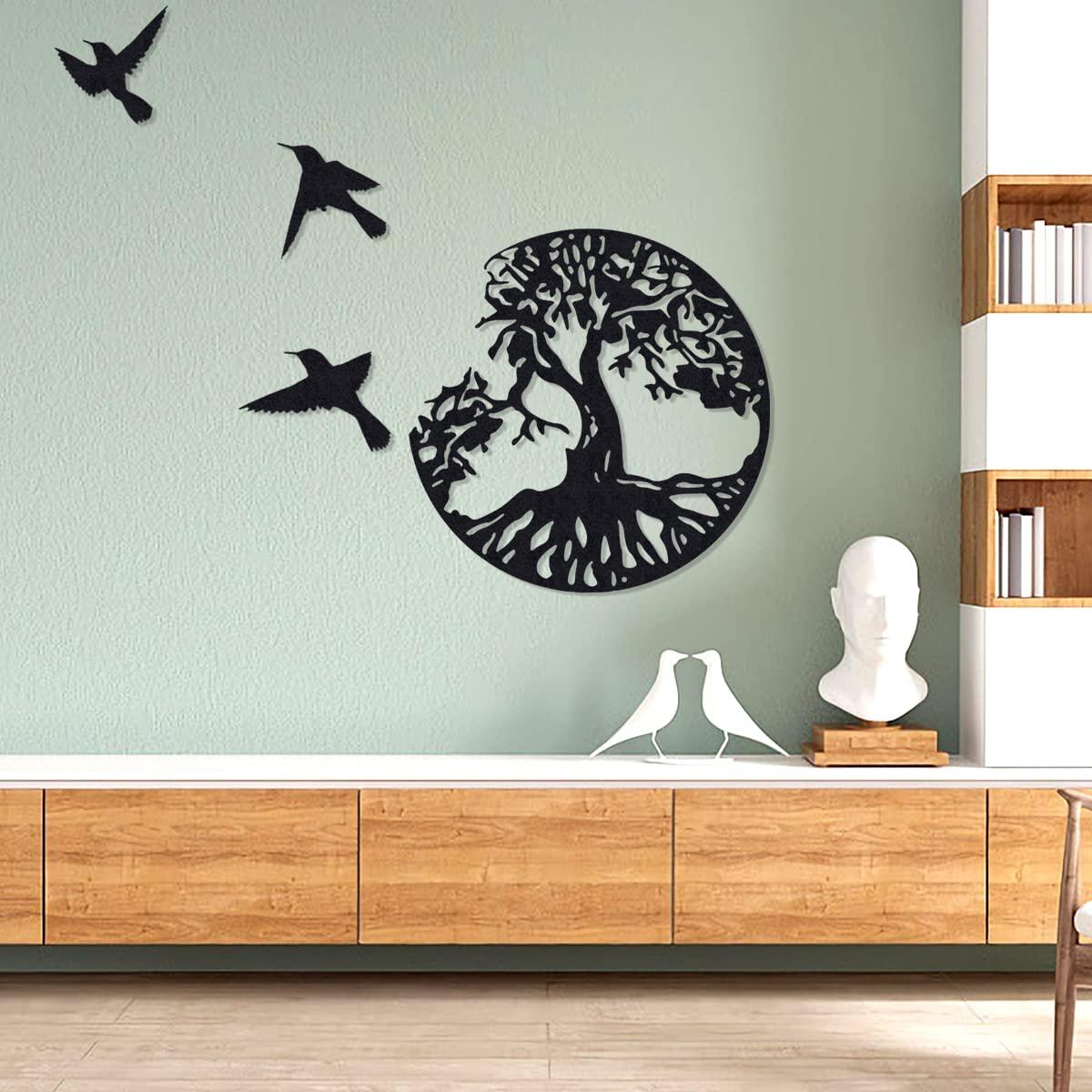 Cây kim loại của trang trí tường bằng kim loại Nghệ thuật hình bóng, cây kim loại gia đình 28x28cm, trang trí tường, trang trí nội thất, trang trí vườn nội thất ngoài trời