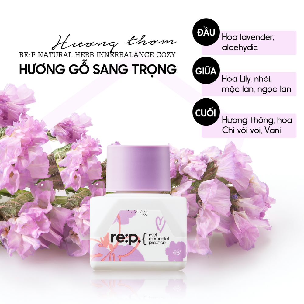 Nước hoa vùng kín Organic Cozy hương gỗ sang trọng và gợi cảm Re:p Natural Herb Inner Balance Cozy 5ml