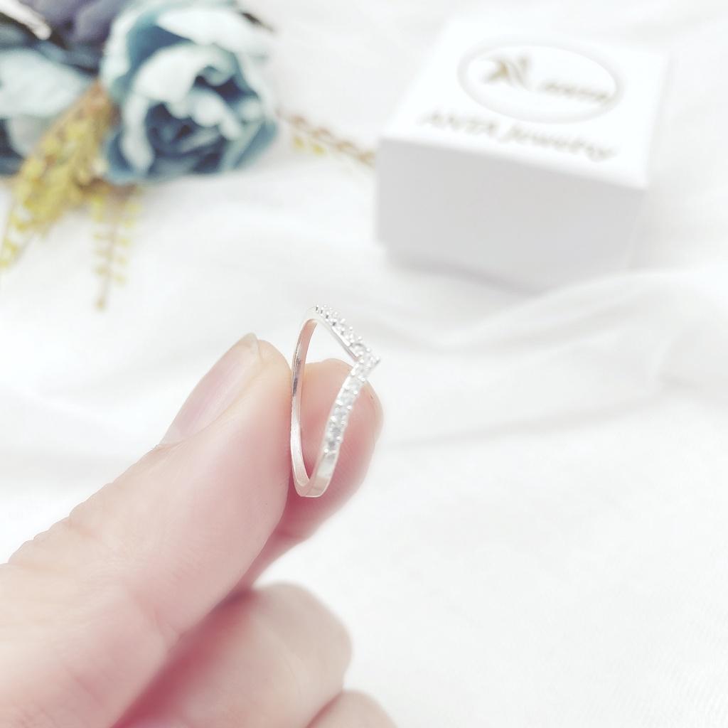 Nhẫn bạc nữ ATJ9038 , nhẫn nữ kiểu nguyệt quế đính đá ANTA Jewelry