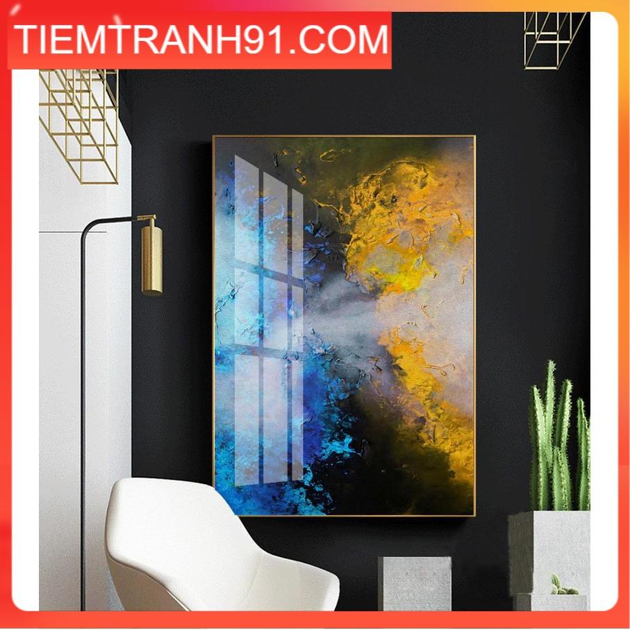 Tranh treo tường | Tranh trừu tượng Abstract colorful printable wall art ,Blue, black, gold and yellow