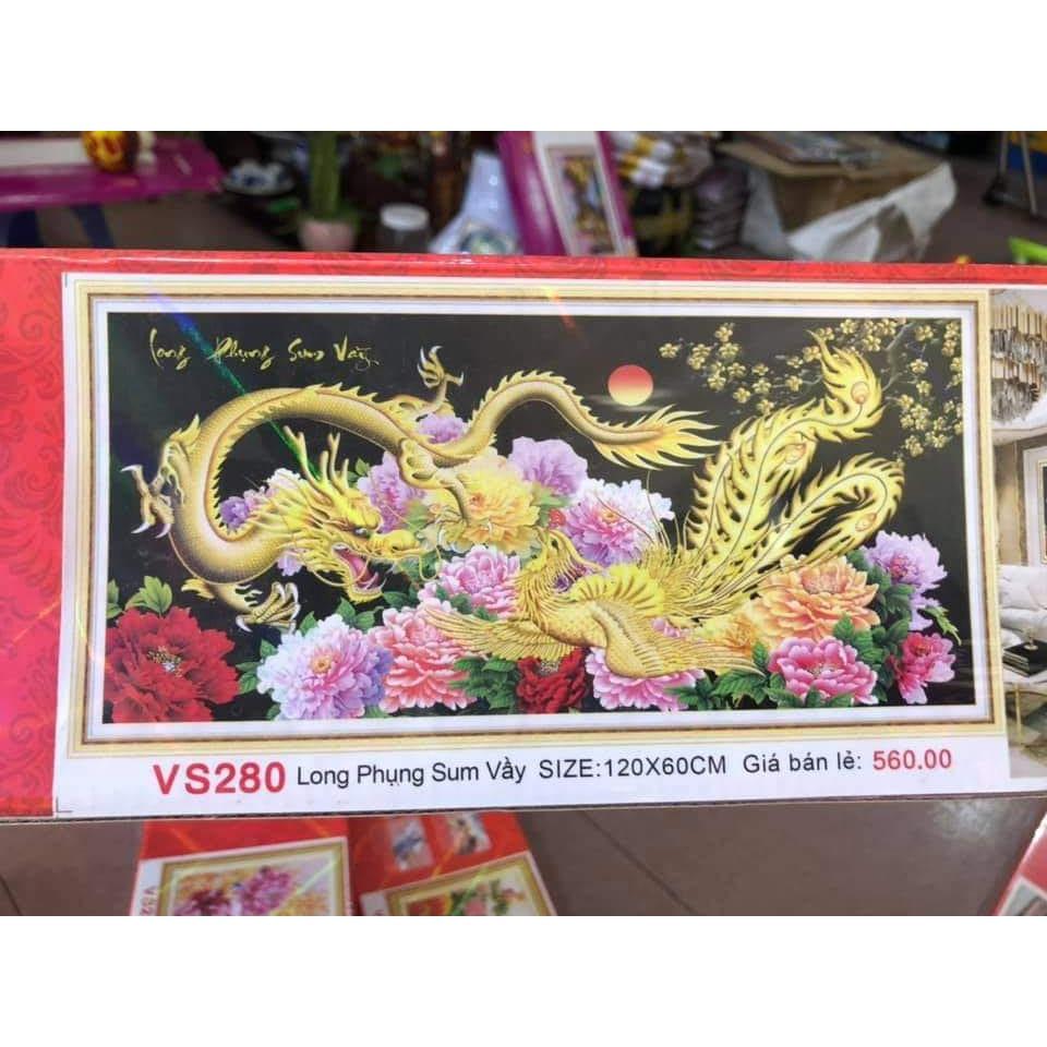 Tranh đính đá Long Phụng Sum Vầy kích thước 120×60 cm -️ VS280