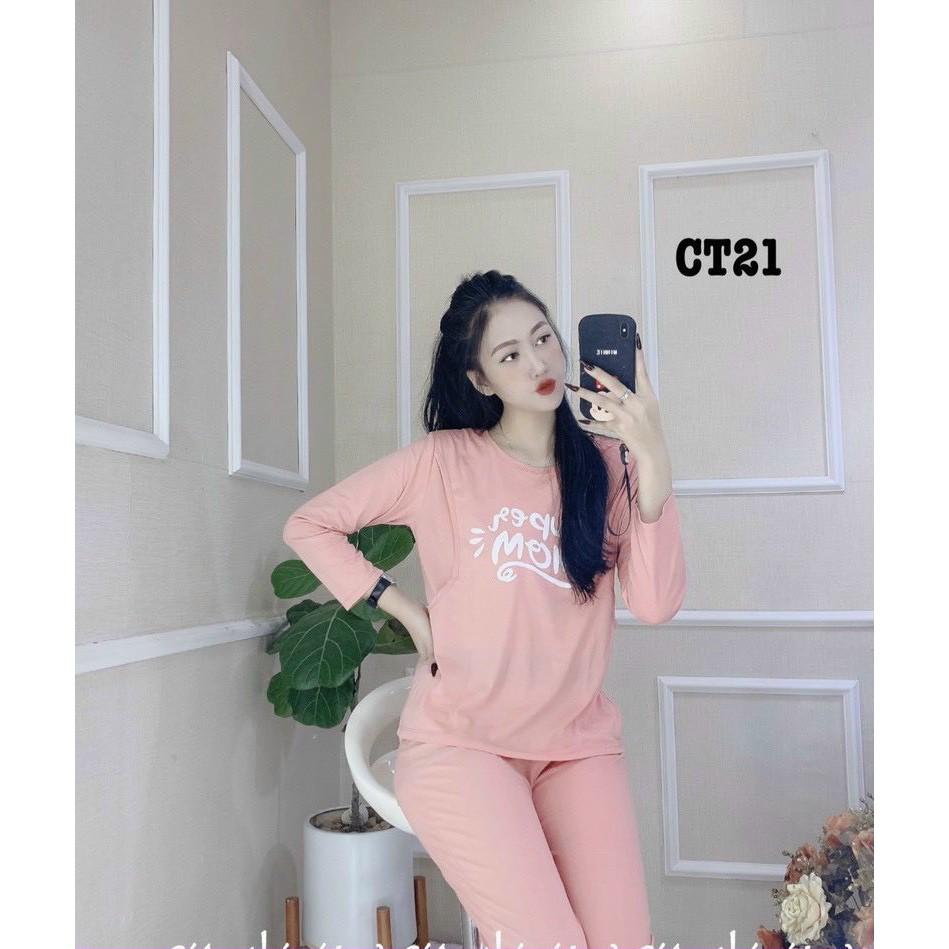 Bộ đồ bầu sau sinh mặc nhà Hàn Quốc, chất cotton, thoáng mát, tiện cho mẹ ty, size to
