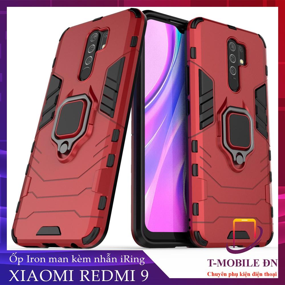 Ốp lưng cho Xiaomi Redmi 9 iron man chống sốc kèm nhẫn xoay chống xem video bảo vệ camera