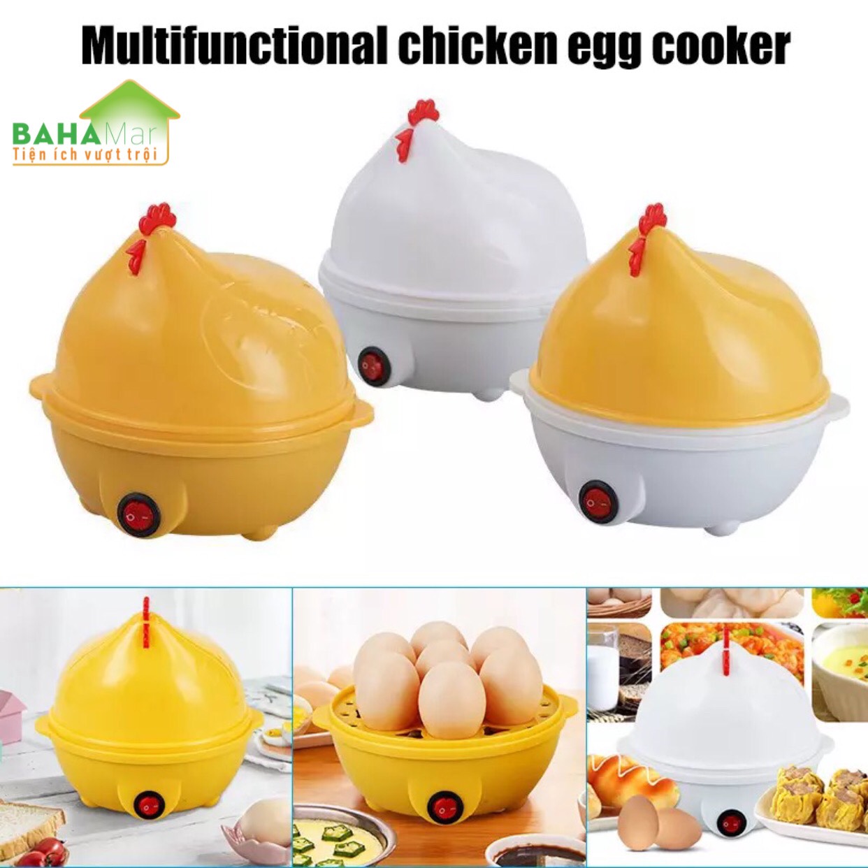 NỒI HÌNH GÀ MÁI HẤP TRỨNG KIỂM SOÁT NHIỆT ĐỘ TỰ ĐỘNG TẮT KHI CHÍN "BAHAMAR" luộc hấp trứng nhanh gọn an toàn