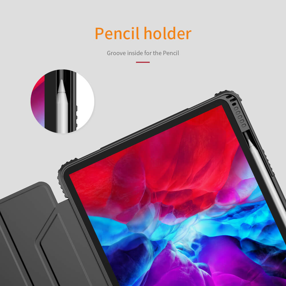 Bao da chống sốc cho iPad Pro 12.9 2020 2021 M1 2022 M2 hiệu Nillkin Bumber có ngăn đựng bút chống va đập, mặt lưng show Logo táo, cơ chế smartsleep - Hàng chính hãng
