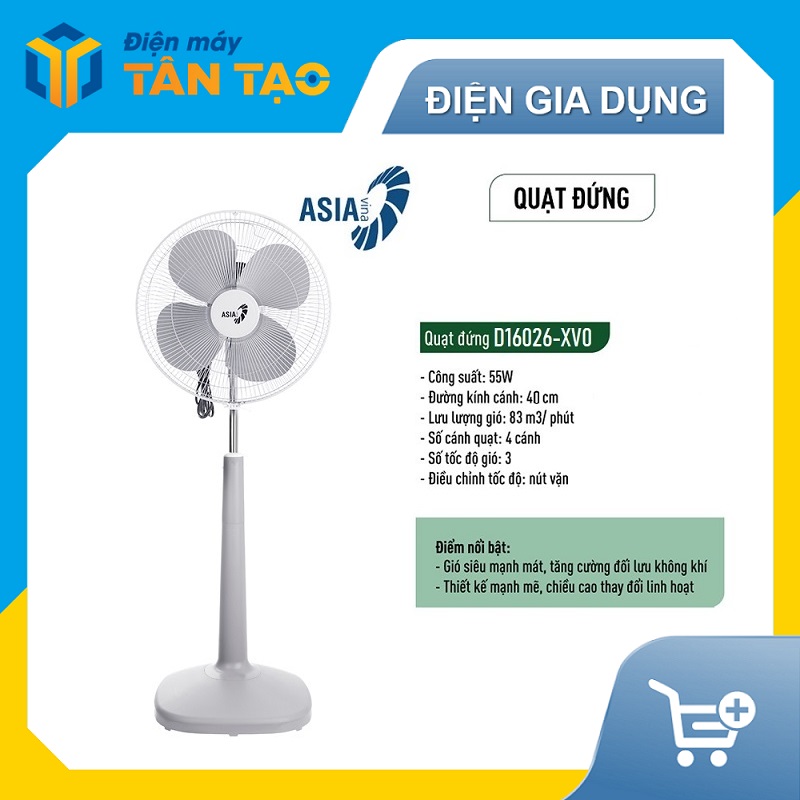 Quạt đứng Asia D16026-XV0 Xám - Hàng chính hãng