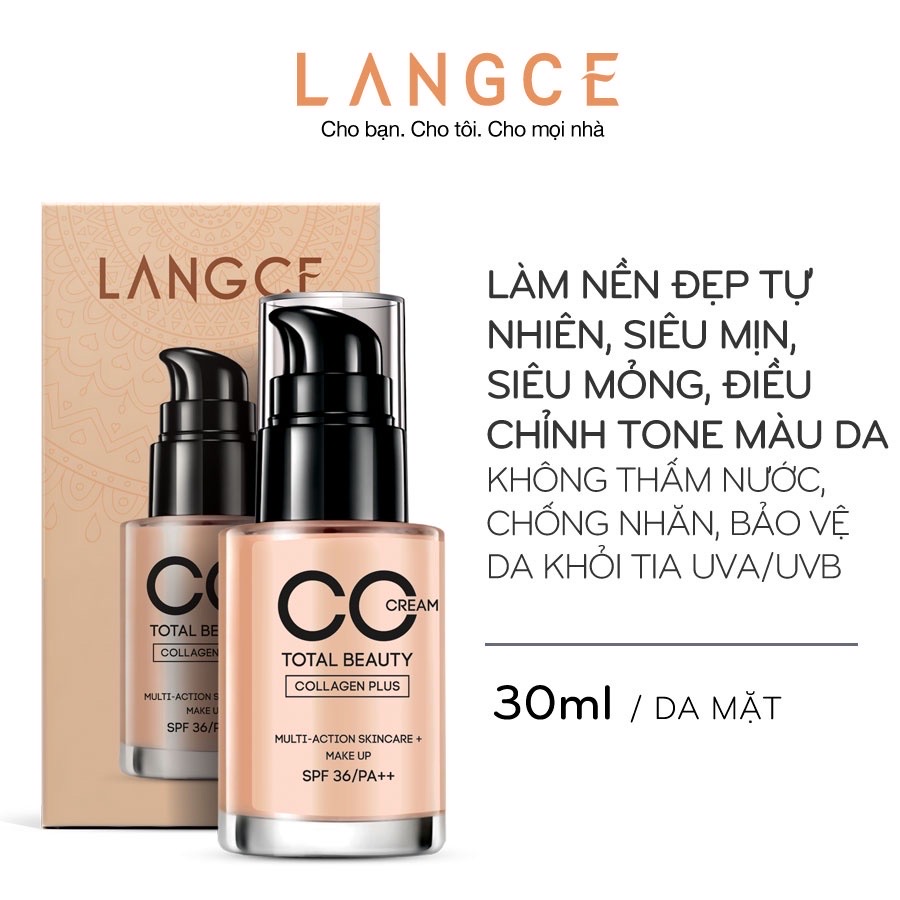 CC CREAM TRANG ĐIỂM COLLAGEN ĐẸP DA CHỐNG NẮNG 30ml LANGCE