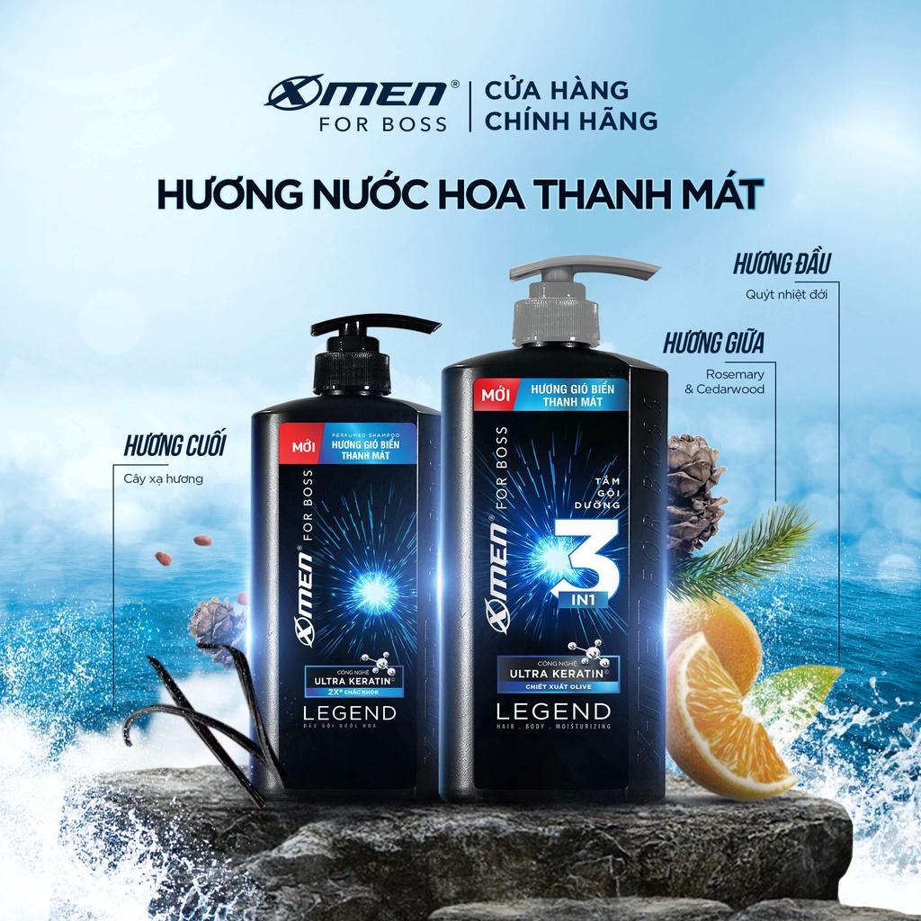 Dầu gội X-Men for Boss hương gió biển thanh mát Legend với Ultra Keratin 850g