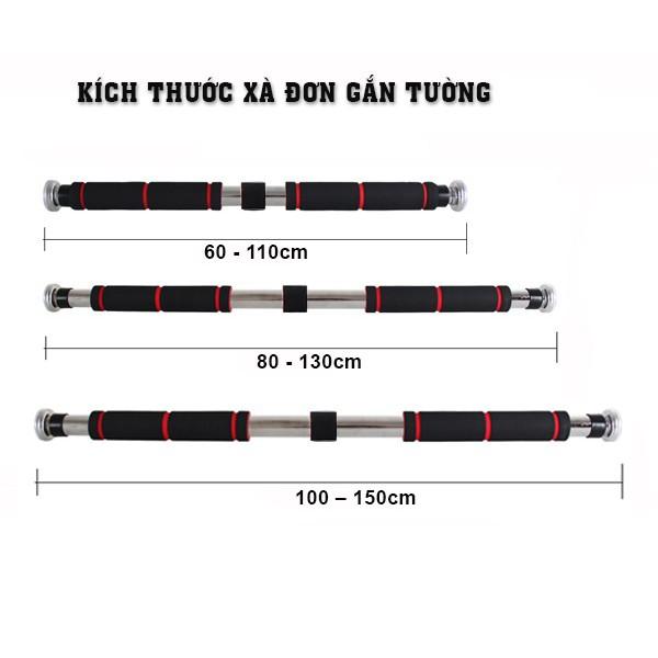 Xà đơn gắn cửa 80-130cm hoặc 60-100 cm hàng cao cấp đệm mút dài đỏ đen