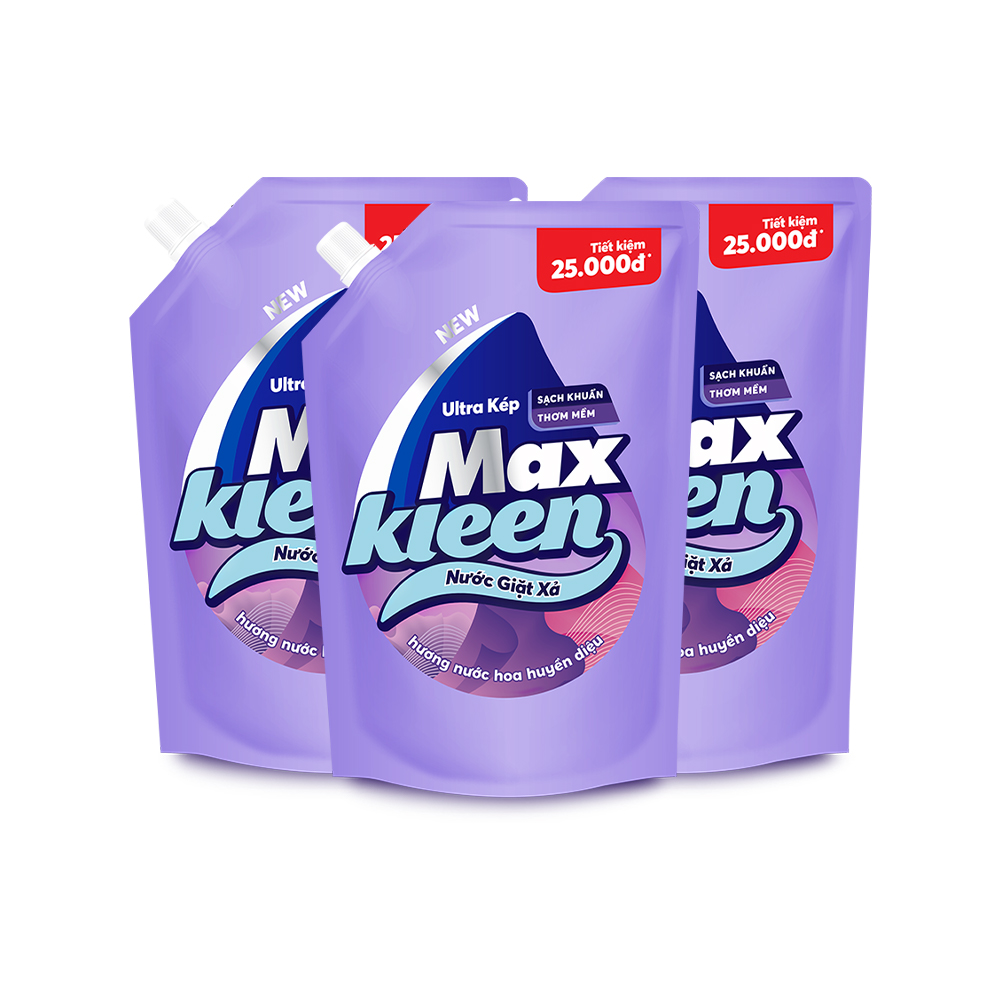 Combo 3 Túi Nước Giặt Xả Maxkleen Hương Nước Hoa Huyền Diệu (2.4kg/túi)