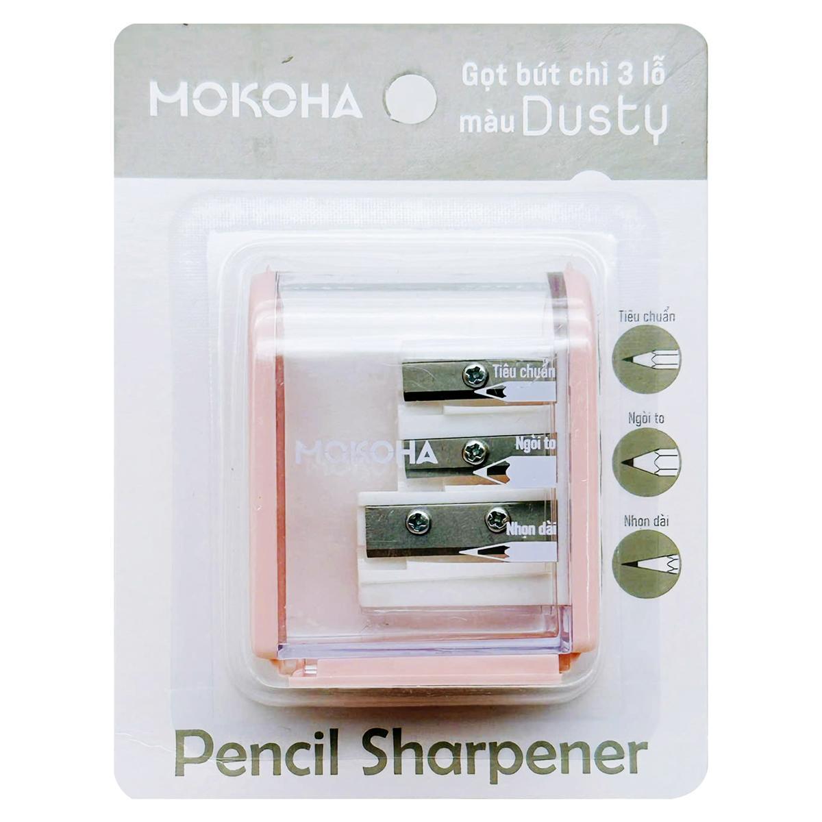 Gọt Bút Chì 3 Lỗ Màu Dusty - Mokoha M-PS001 - Màu Hồng