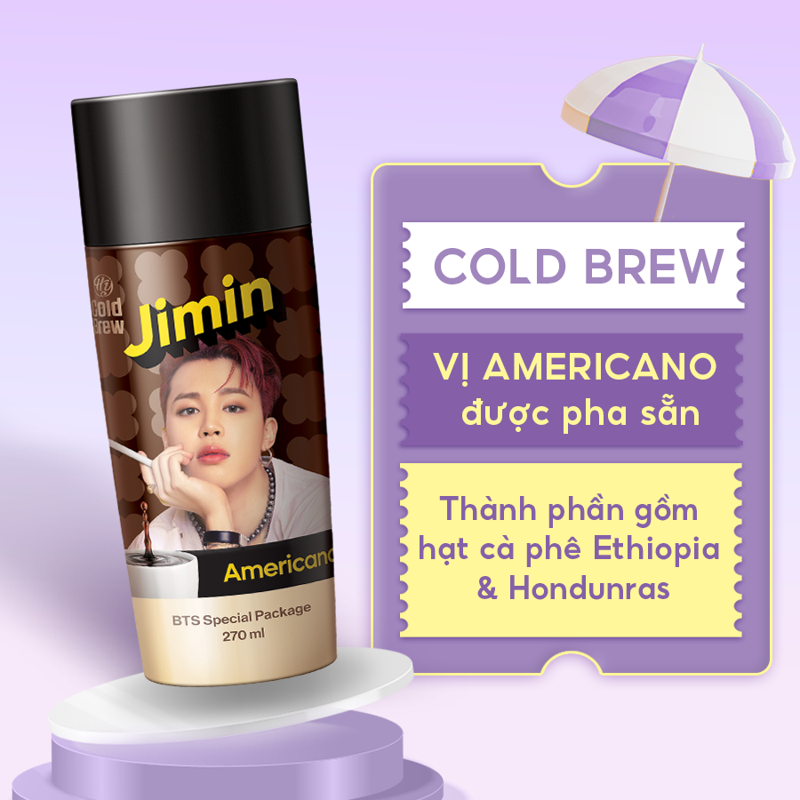 [Combo 7 chai] Cà phê Cold Brew vị Americano Coffee phiên bản BTS - Cafe lon uống lạnh, sử dụng ngay - Chai 270ml