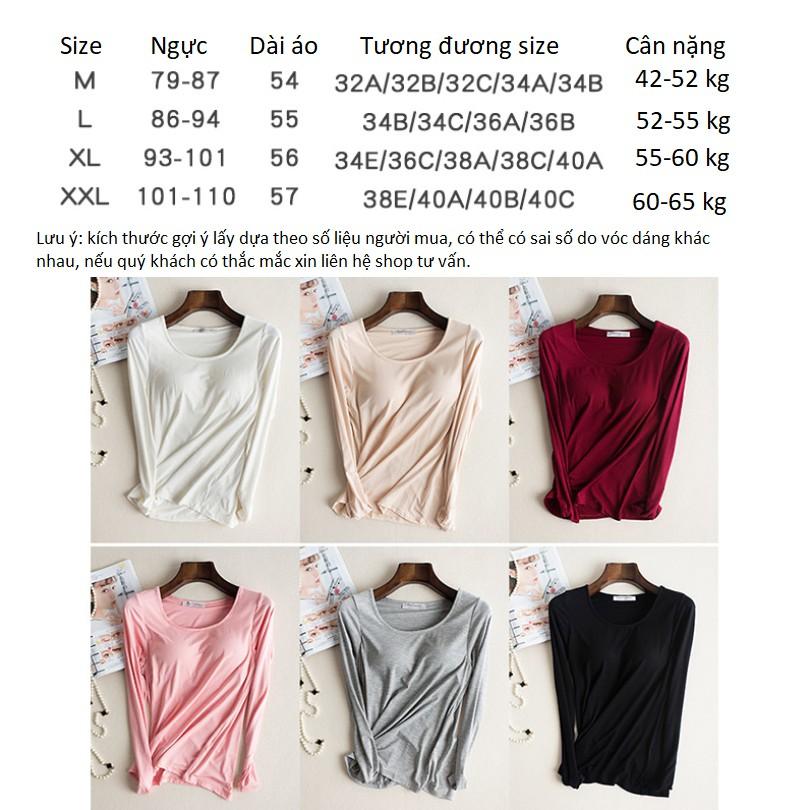 Áo Dài Tay Cotton Có Đệm Ngực Liền CT154