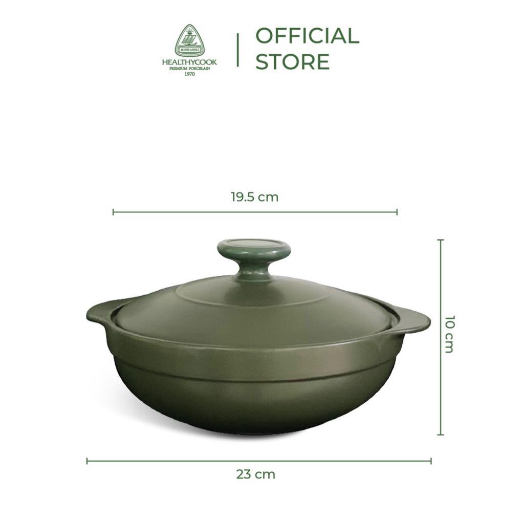 Nồi sứ dưỡng sinh Minh Long - Luna 1.0 L + nắp dùng cho bếp gas, bếp hồng ngoại, không dùng cho bếp từ