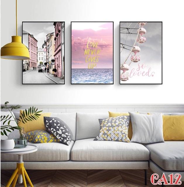 Tranh canvas decor bộ 3 bức 40x60cm
