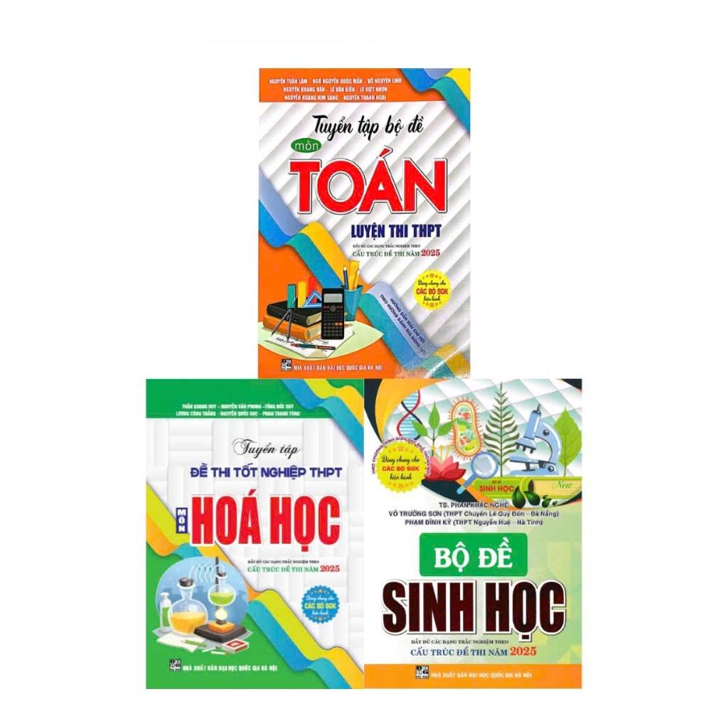 Combo Tuyển Tập Đề Thi THPT Môn Toán - Hóa - Sinh (Cấu Trúc Đề Thi Năm 2025) (Bộ 3 Cuốn) - HA