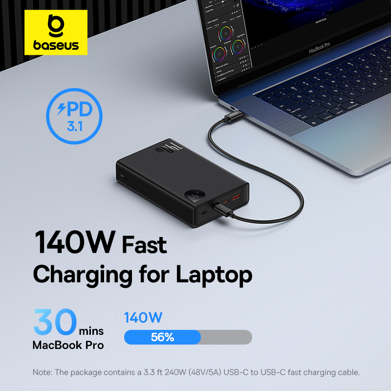 Pin Sạc Dự Phòng OS-Baseus Adaman Digital Display Fast Charge Power Bank 24000mAh 140W (Hàng chính hãng)